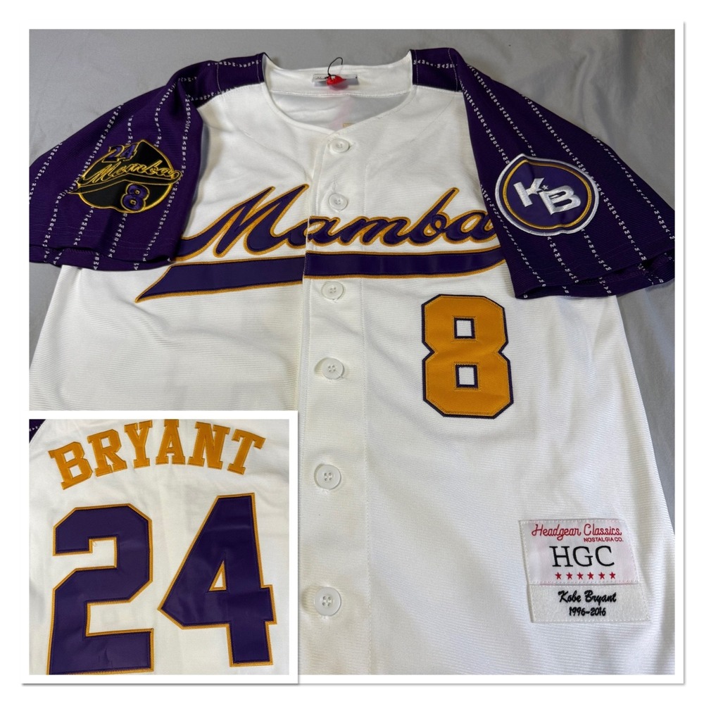 NWT Kobe Bryant Mamba Baseball Jersey‎ #8 & #24 by HeadGear Men's Size XS (Med)